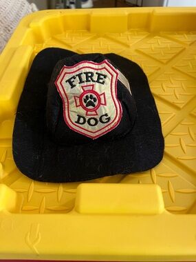 Black Fire Dog Pet Firefighter  Hat and Truck for Halloween. Worn once.